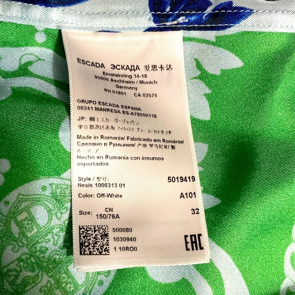 EUC ESCADA Silk, Button Down, Sz 32, XS, vibrant, bold, Long Sleeve, statement - Picture 5 of 16